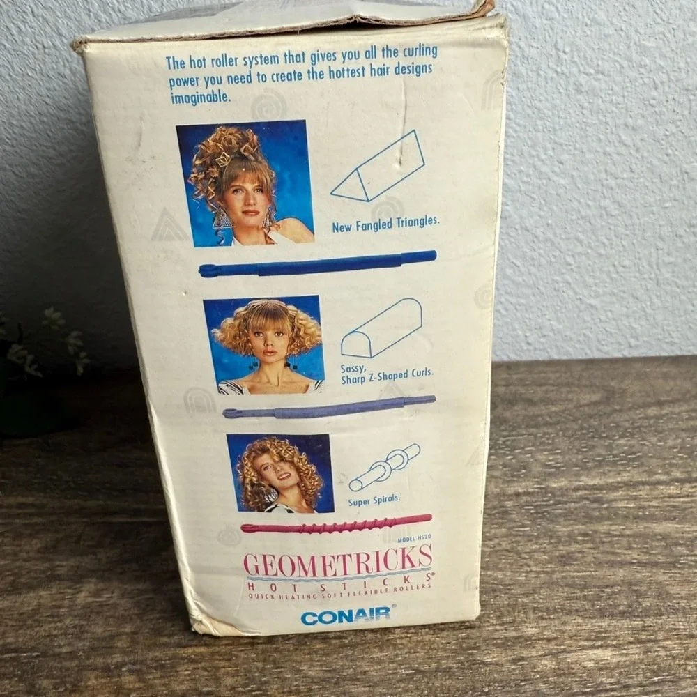 Conair Geometricks Hot Sticks Soft Flexible Rollers Hair Curlers 1989 HS20 vtg